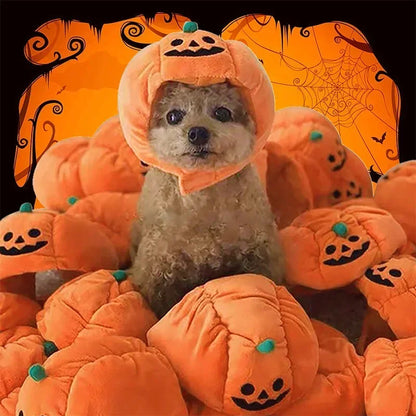 Halloween Pet Pumpkin Hat – Cat & Dog Costume Headgear for Small, Medium & Large Dogs