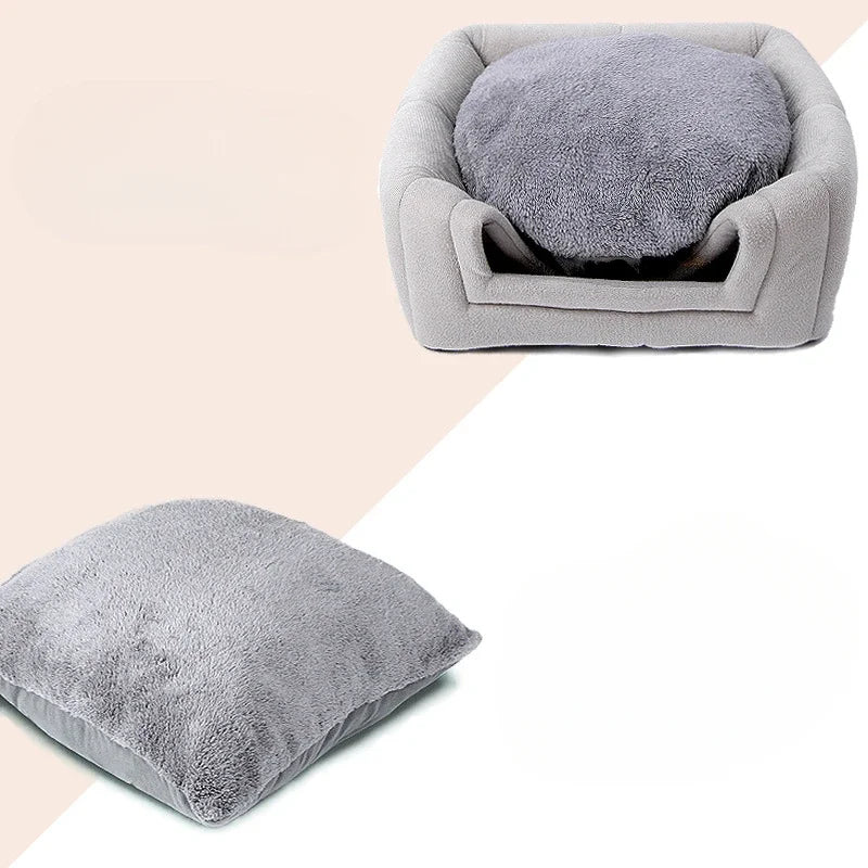 Winter Warm Dog Nest Semi Enclosed Cat House Super Soft Foldable Plush Pet House Suitable for Small and Medium Sized Cat/Dog Bed