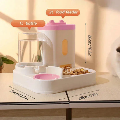 Automatic 2-in-1 Feeder Dog Cat Food Bowl and Water Feeding Device Pet Large Food Dispenser Puppy Pet Kitten Bowl Accessories 1p