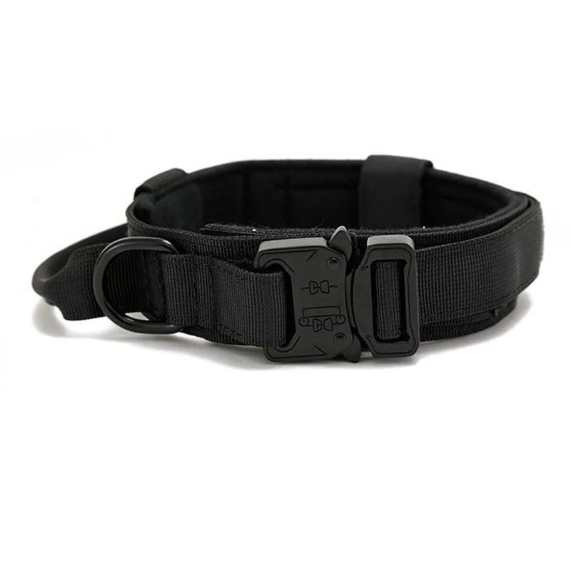 Military Tactical Dog Collar with Control Handle Adjustable Nylon Collar for Medium Large Dogs German Shepard Walking Training