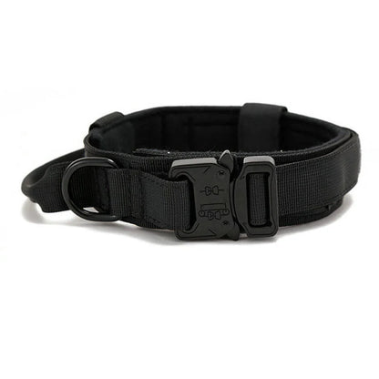 Military Tactical Dog Collar with Control Handle Adjustable Nylon Collar for Medium Large Dogs German Shepard Walking Training