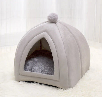 Winter Warm Dog Nest Semi Enclosed Cat House Super Soft Foldable Plush Pet House Suitable for Small and Medium Sized Cat/Dog Bed