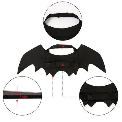 Halloween Pet Costume – Black Bat Wings Harness Outfit for Cats & Dogs