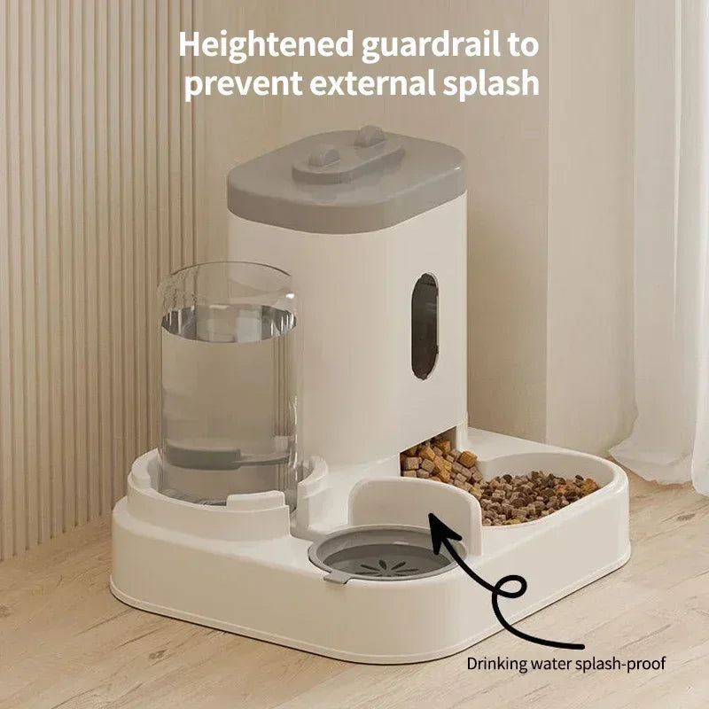 Automatic 2-in-1 Feeder Dog Cat Food Bowl and Water Feeding Device Pet Large Food Dispenser Puppy Pet Kitten Bowl Accessories 1p