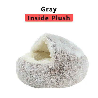 Winter Long Plush Cat Bed Round Pet House Cushion Cat House Warm Kitty Basket Dog Bed Sleep Bag Nest for Small Cat Products
