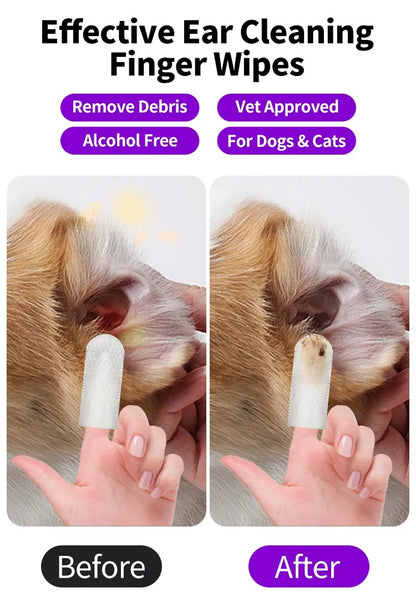 Pet Ear Cleaning Wipes – Gentle Ear Care, Mite Removal & Hygiene for Dogs & Cats